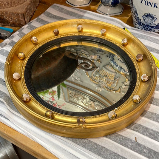 Mid-Century Gold Federal 16.5” Mirror - The White Barn Antiques