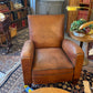 Flat Top Leather Club Chair - The White Barn Antiques