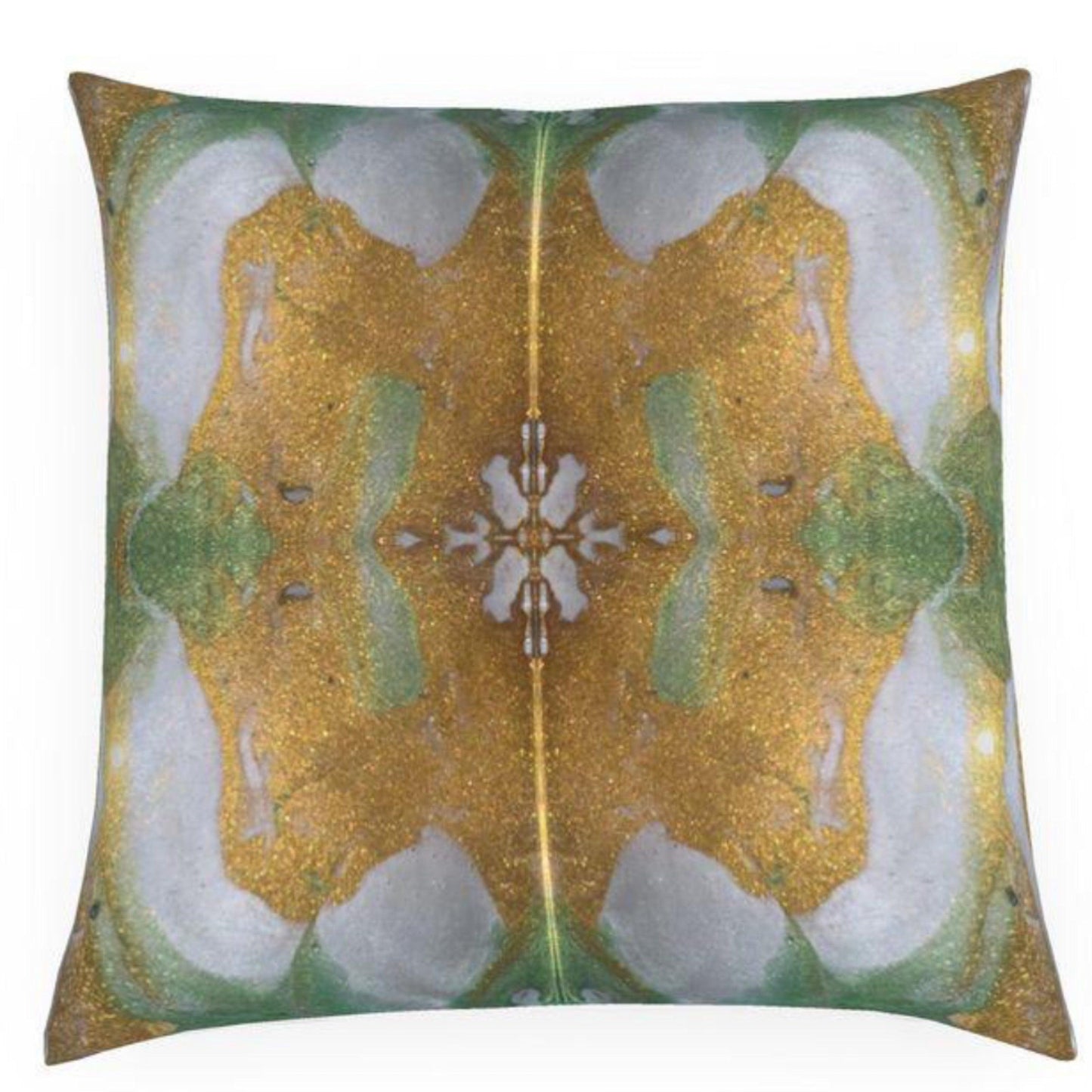 Gilt Gold and Pistachio Luxury Decorative Throw Pillow 20" x 20" - The White Barn Antiques