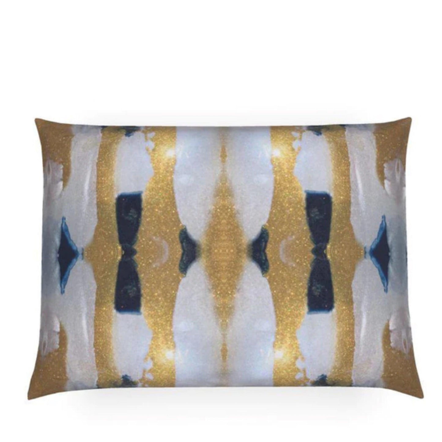 Gilt Gold and Indigo Luxury Decorative Throw Pillow 16" x 22" - The White Barn Antiques