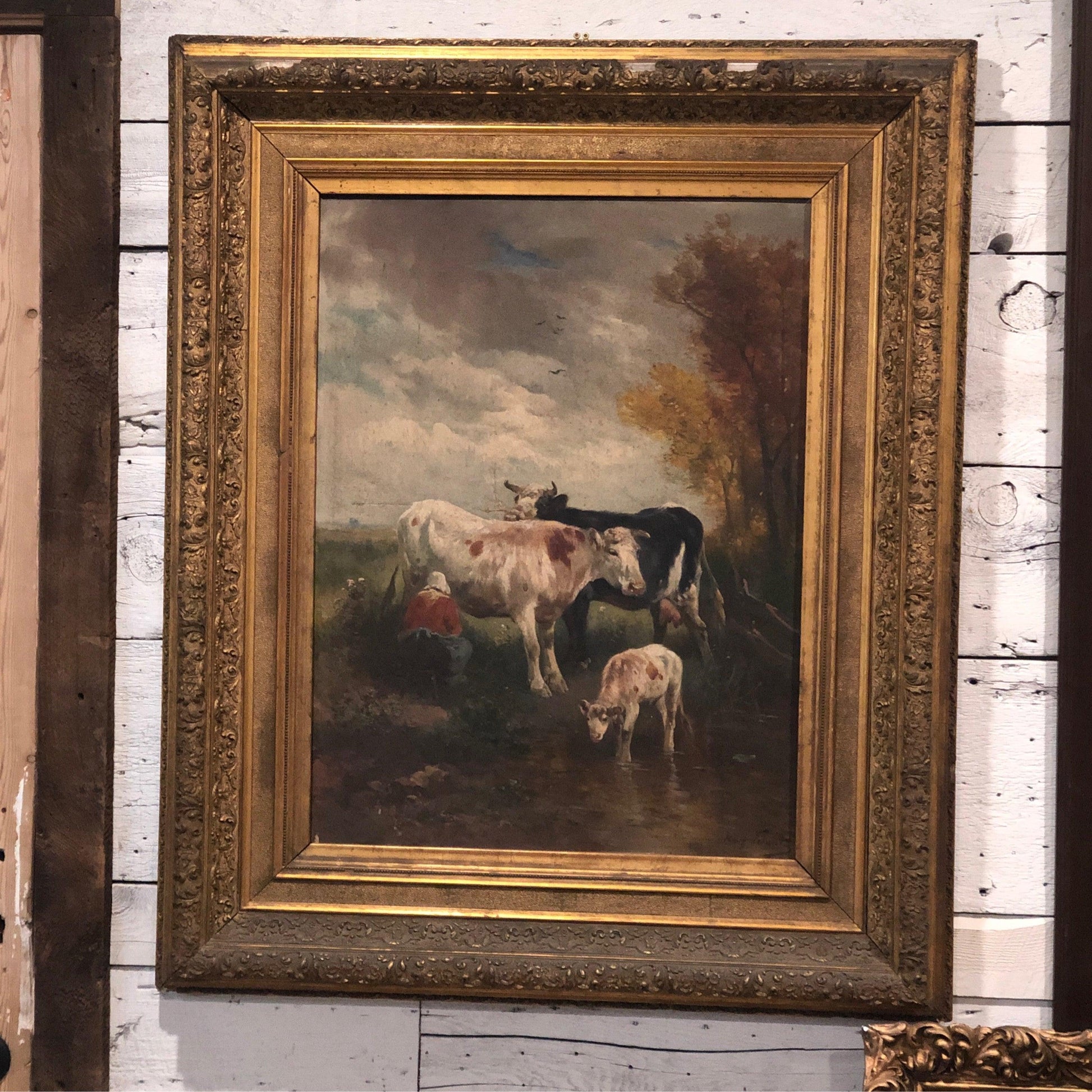 Milk Maid Painting - The White Barn Antiques