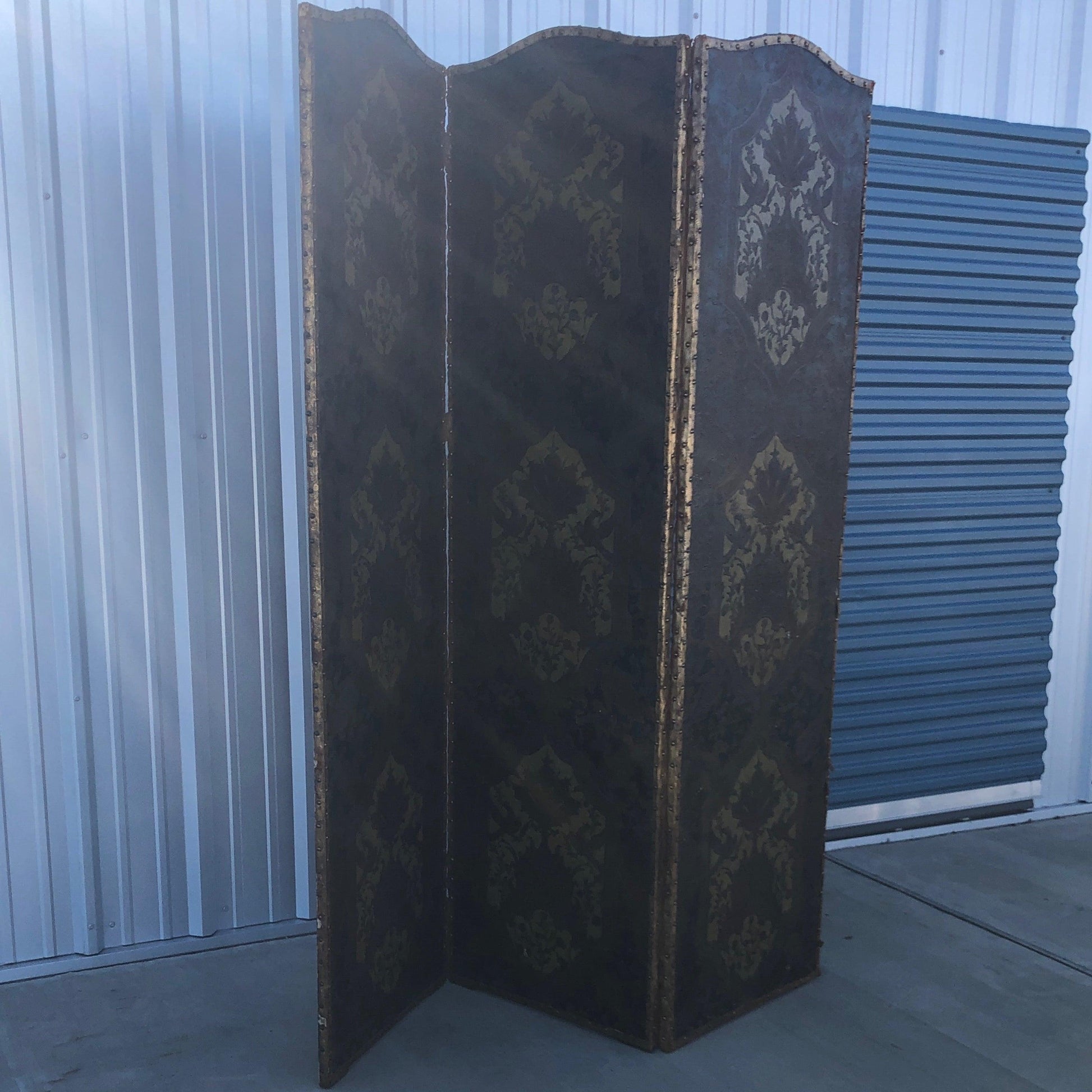 Italian Screen 3 panel (leather) - The White Barn Antiques