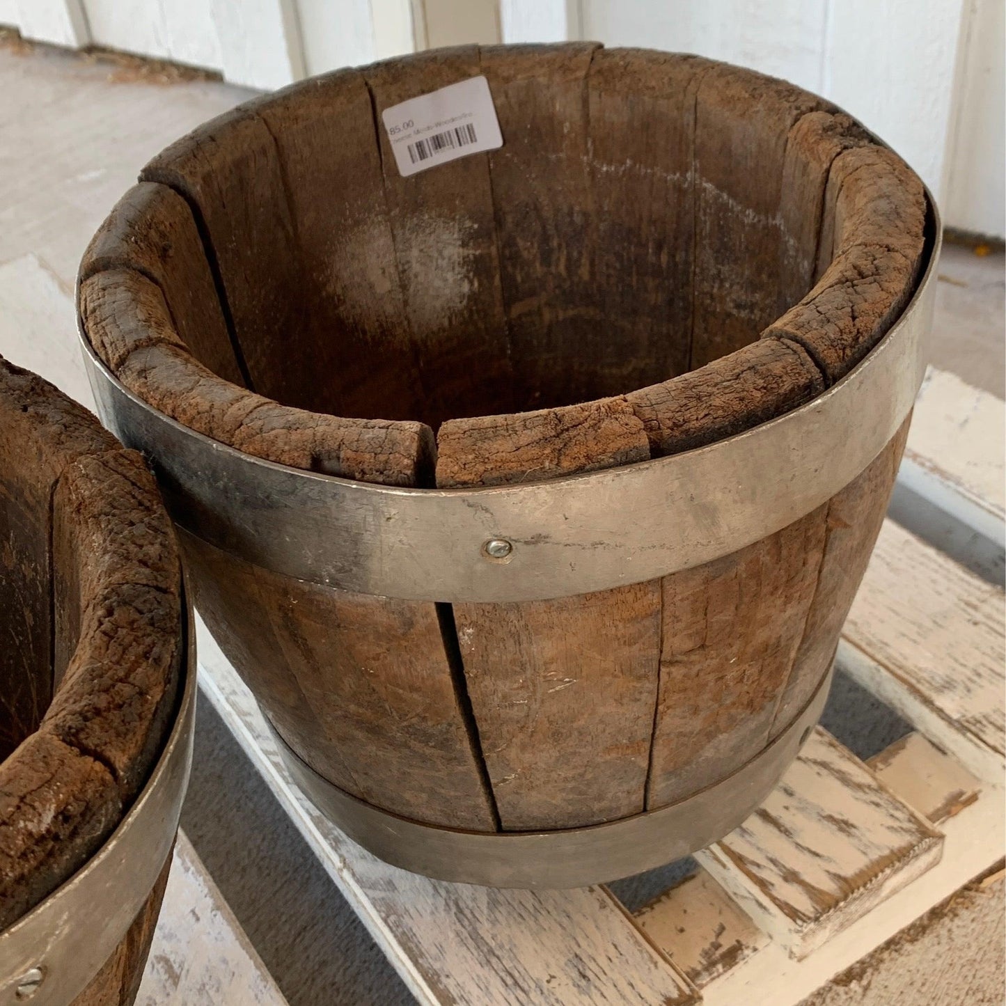 French Cheese Molds-Wooden with Iron Ring - The White Barn Antiques