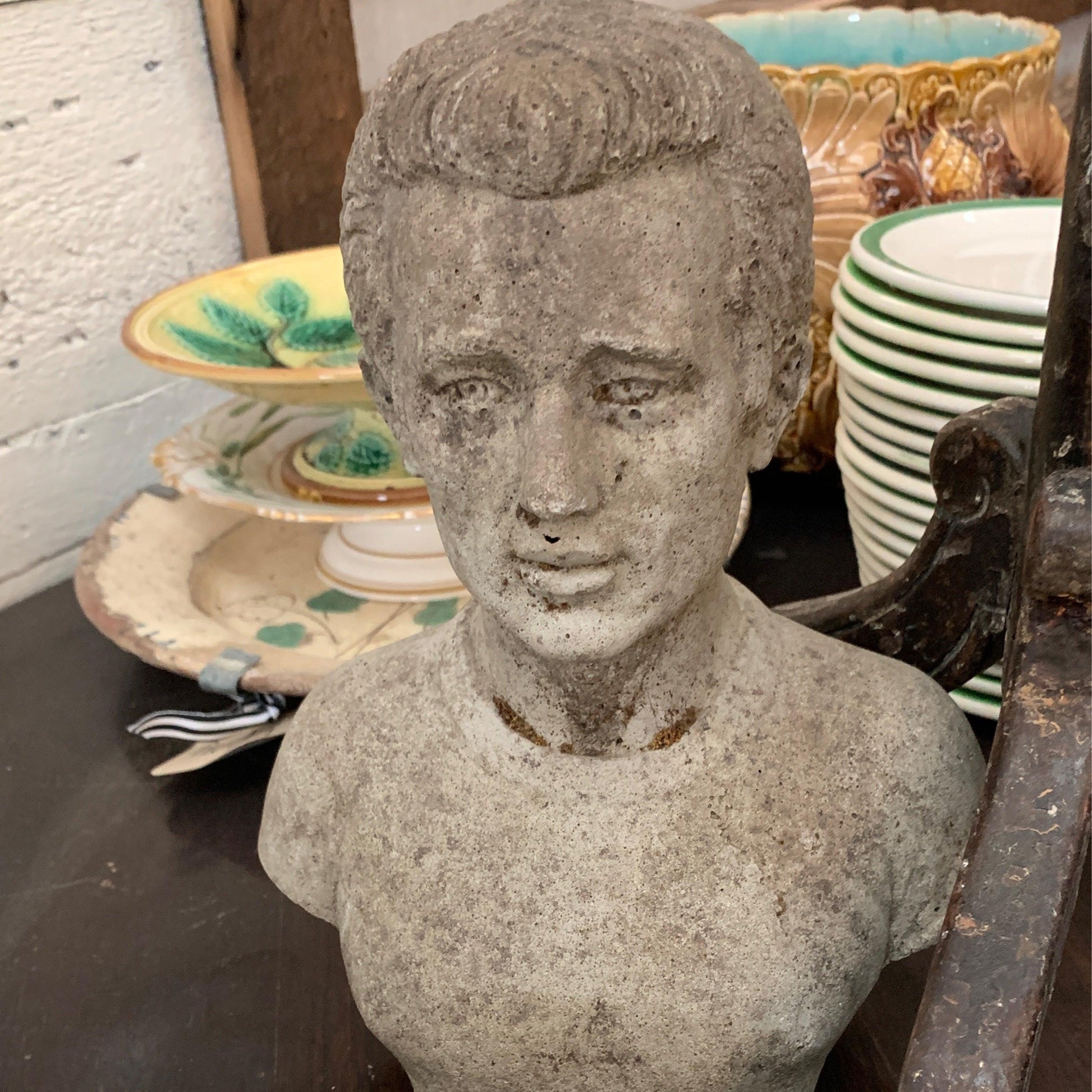 Concrete Busts Male - The White Barn Antiques
