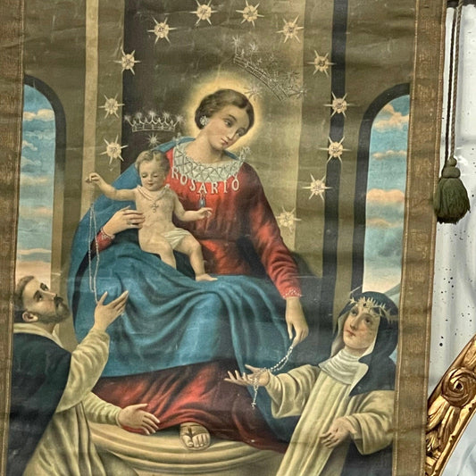Madonna of the Rosary Pennant - The White Barn Antiques