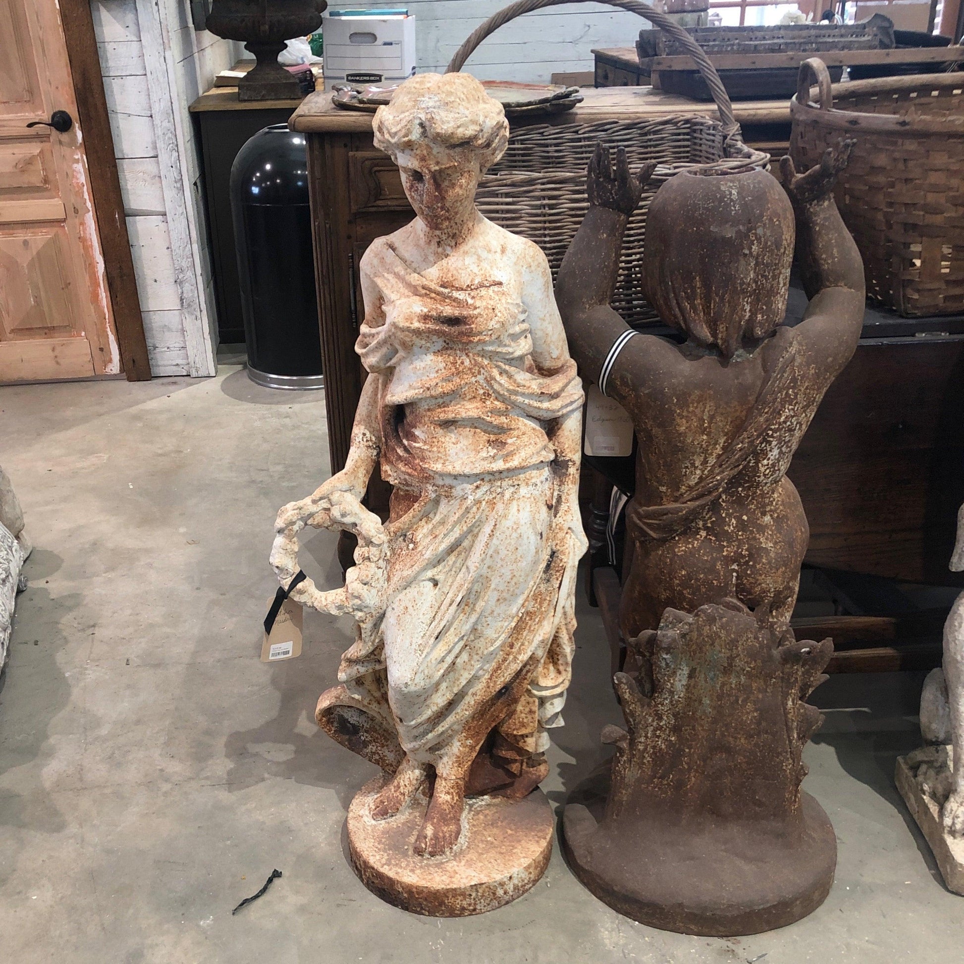 Statue Cast Iron Maiden - The White Barn Antiques