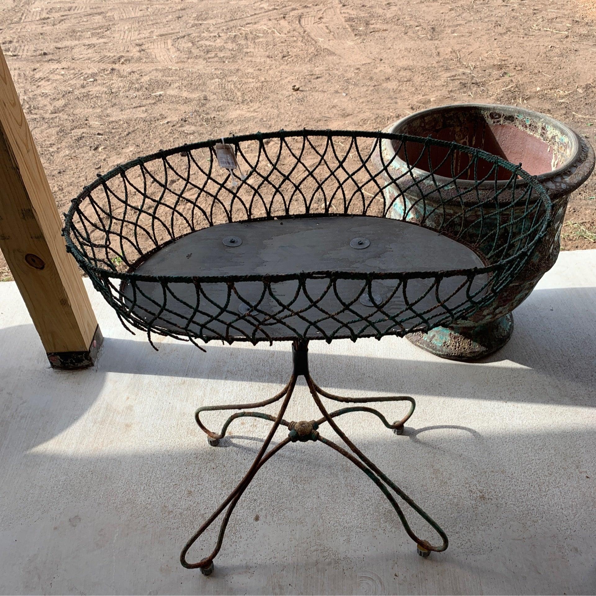 Planter Victorian Cast Iron Wire - The White Barn Antiques