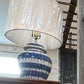 Lamp Blue and White Stripe with Shade - The White Barn Antiques