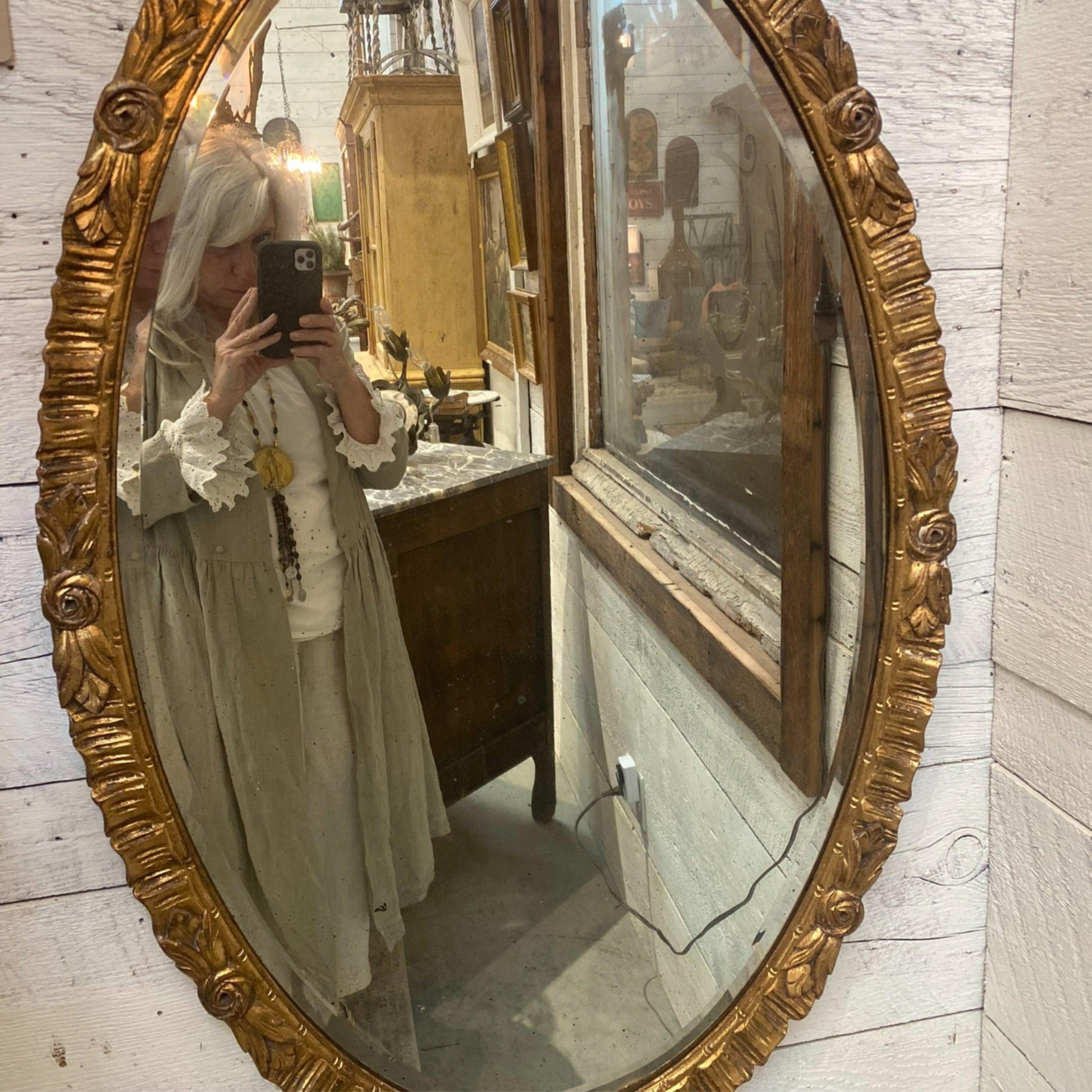 Oval Gilded Mirror - The White Barn Antiques
